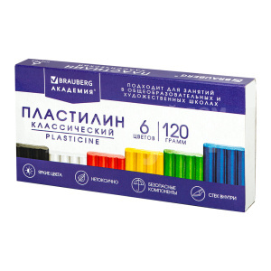 Пластилин Brauberg 106440 Академия Хит 120 г, 6 цветов