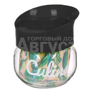 Банка стеклянная с пластиковой крышкой-дозатором, ТО-82, черный, 350 мл
