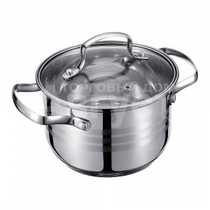 Кастрюля Regent 93-CIN-03 Linea CINTURA, со стеклянной крышкой 18*12,5 см, нержавеющая сталь, стекло, 3 л