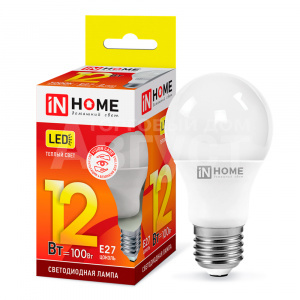 Лампа светодиодная IN HOME 12Вт-230В-3000К–E27, колба А60