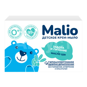 Крем-мыло туалетное детское Малио забота и питание, Масло ши, 90 г