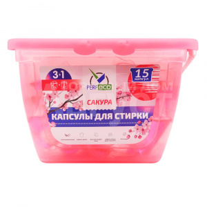 Капсулы для стирки PerfEco 3 в 1, Сакура, 10г, 15 шт