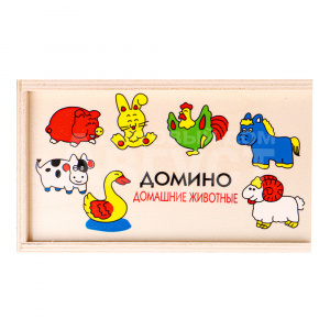 Игра AN02283 Домино, Животные-1, деревянное, 9*15см