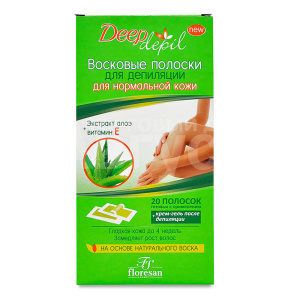 Восковые полоски Deep depil для нормальной кожи с экстрактом алоэ, 20 шт