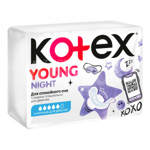 Прокладки гигиенические Kotex Young ночные, 6 шт