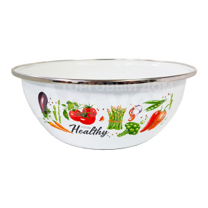 Миска Appetite 10-0311/4 Овощи/Veggies, ободок из нержавеющей стали, эмалированная, 2,5 л