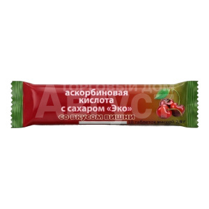 Аскорбиновая кислота с сахаром, Вишня, 25 мг, 10 таблеток