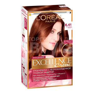 Краска для волос L'Oreal Excellence Creme тон 6.41, элегантный медный