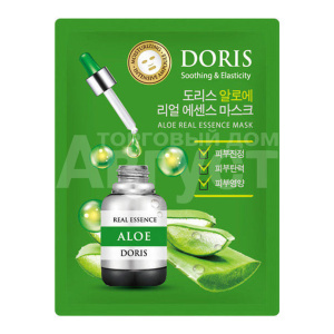 Маска для лица Doris Aloe Real Essence тканевая, с алое, смягчает и тонизирует, 25 г