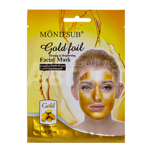 Маска для лица Mond'Sub Gold Foil Firming & Brightening Facial фольгированная, золотая, 24 мл