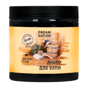 Мыло Dream Nature Банное Голубой лён, густое, черное, 500 мл