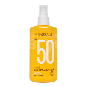Спрей для загара Krassa SPF 50 водостойкий, с пантенолом и витамином Е, 150 мл