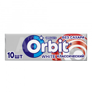 Жевательная резинка Orbit White классический, без сахара, 10штук, 13,6 г
