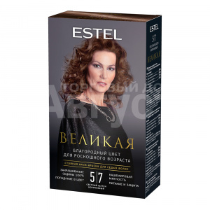 Стойкая краска-гель для седых волос Estel Великая тон 5/7, светлый шатен коричневый