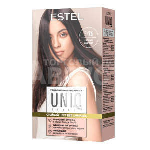 Краска-блеск для волос Estel Uniq Sense Ухаживающая без аммиака тон 5.76, светлый шатен коричнево-фиолетовый