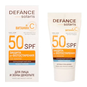Крем для загара Defance solaris для лица и зоны декольте SPF50, 50 мл