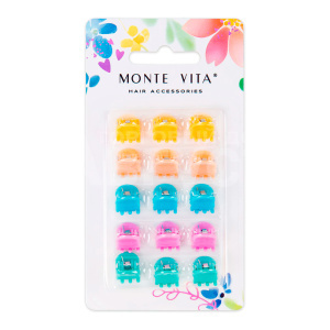 Набор для волос MONTE VITA 457028 крабики, глянцевые, 0,8см, разноцветные, 15 шт