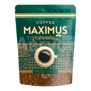Кофе Maximus Columbian,сублимированный, мягкая упаковка, 70 г
