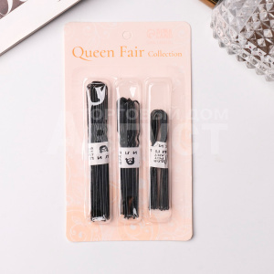 Шпильки для волос Queen Fair 4559628 набор, металл, черный, 30 шт 6,7,8 см