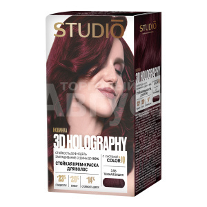 Стойкая краска-гель для волос Studio 3D Holography стойкая для седых волос тон 3.56, темная вишня