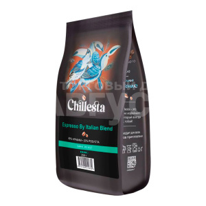 Кофе Chillesta Espresso, арабика 80% + робуста 20,% зерновое, пакет, 250 г