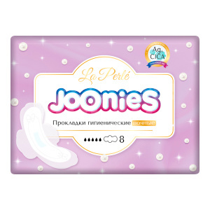 Прокладки гигиенические JOONIES LA PERLE ночные, с крылышками, 8 шт
