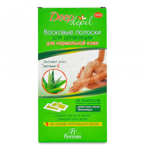 Восковые полоски Deep depil для нормальной кожи с экстрактом алоэ, 20 шт