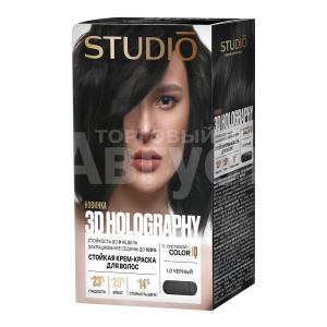 Стойкая краска-гель для волос Studio 3D Holography стойкая для седых волос тон 1.0, черный