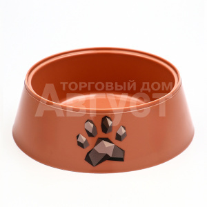 Миска Пижон для животных 10898024 Мур-мяу, пластиковая, кирпичная, 14,5*14,5*4 см, 300 мл