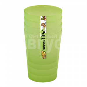 Стакан 431491800 Summer time, 4 шт, пластик, в ассортименте, 250 мл