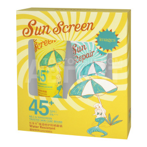 Набор Sun Screen Солнцезащитный для лица,нежный крем от солнца SPF 45+ 80 гр и успокаивающий гель алоэ вера 60 гр