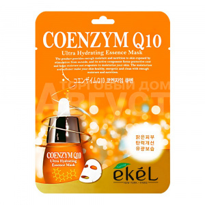 Маска для лица Ekel COENZYM Q10 Ultra Hydrating Essence Mask тканевая, с коэнзимом Q10, 25 мл