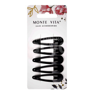 Набор для волос MONTE VITA 457077 зажим, клик-клак, глянцевый, черный, 5 шт