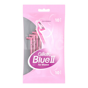 Станок для бритья Gillette Blue II 2 лезвия одноразовый розовый, женский, 10 шт