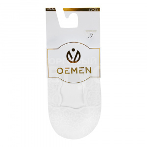 Подследники капроновые Oemen 8013 кружевные хлопк. подошва, силикон на пятке, размер 23-25, белый
