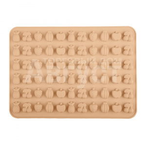 Форма для льда Mallony 107660 Perfetto, фигурная, 66 ячеек 21*15*0,8 см, силикон, бежевый