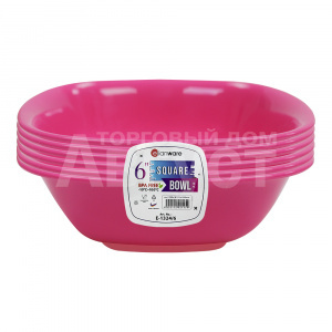 Набор тарелок глубоких E-1324/6, пластмасса, цвет розовый, 15 см, 6 шт