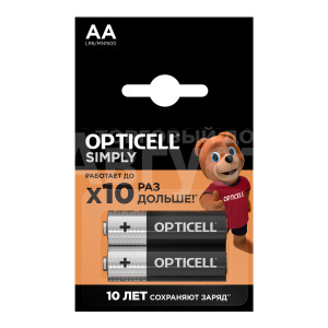 Батарейка Opticell LR6 BL20 алкалиновые, пальчиковые, 2 шт