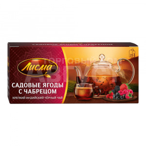 Чай черный Лисма Садовые ягоды, с чабрецом, 25 пакетиков