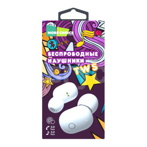 Наушники MoreChoice BW15 TWS вакуумные беспроводные, белый