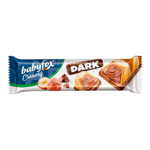 Батончик Babyfox Dark, вафельный,молочный шоколад,паста из фундука, 18 г
