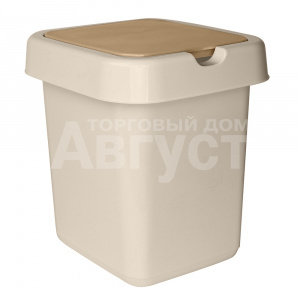 Контейнер для мусора Квадра пластиковый с крышкой, кофейный, 25 л