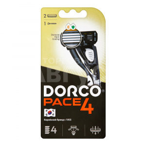 Станок для бритья Dorco Pace 4-мя лезвиями и плавающей головкой + комплект из 2 кассет, мужской