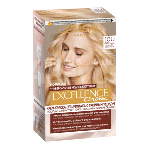 Крем-краска для волос L'Oreal Excellence Creme без аммиака тон 10U, очень-очень светло-русый, 192 мл