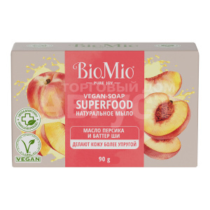 Мыло натуральное веганское BioMio BIO-SOAP персик и ши, 90 г