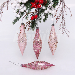 Новогоднее Украшение 201-1937 SHINE, Shining icicles, 14,5*4 см, rose pink/baby pink, 4 шт