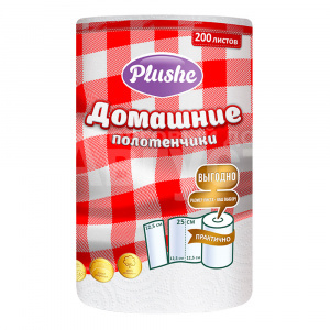 Полотенце бумажное Plushe 2-х слойное 25метров, 1 шт