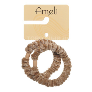 Резинка для волос Ameli WHB24772-159 бархат, бежевый, 2 шт