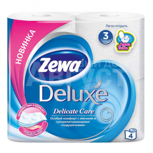 Бумага туалетная Zewa Deluxe трехслойная, белый, 4 шт