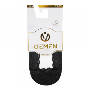 Подследники капроновые Oemen 8012 кружевные хлопк. подошва, силикон на пятке, размер 23-25, черный
